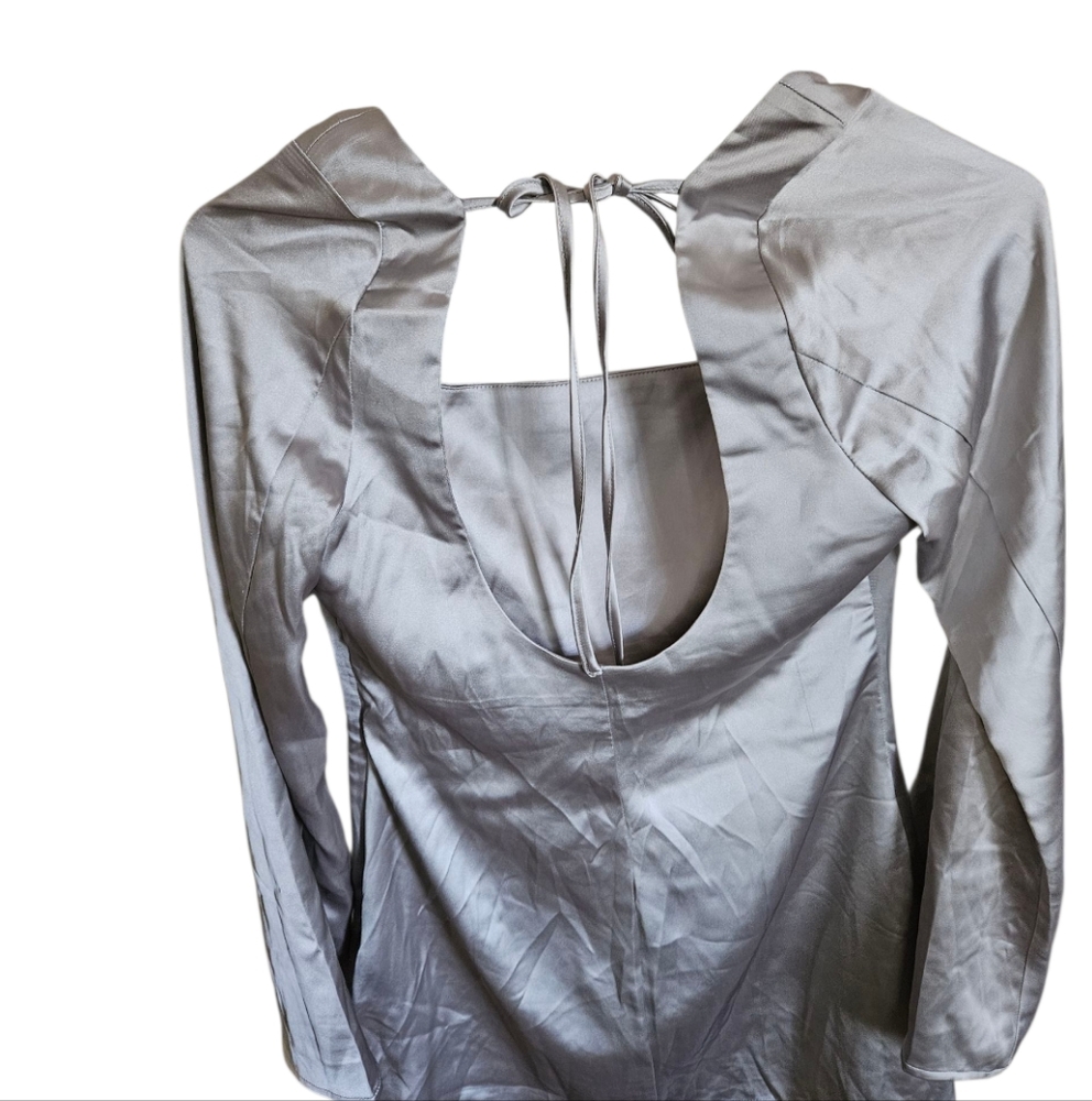 Wild Fable Silver Bell Long Sleeve Satin Mini Bodycon Holiday Dress NWT - Picture 5 of 6